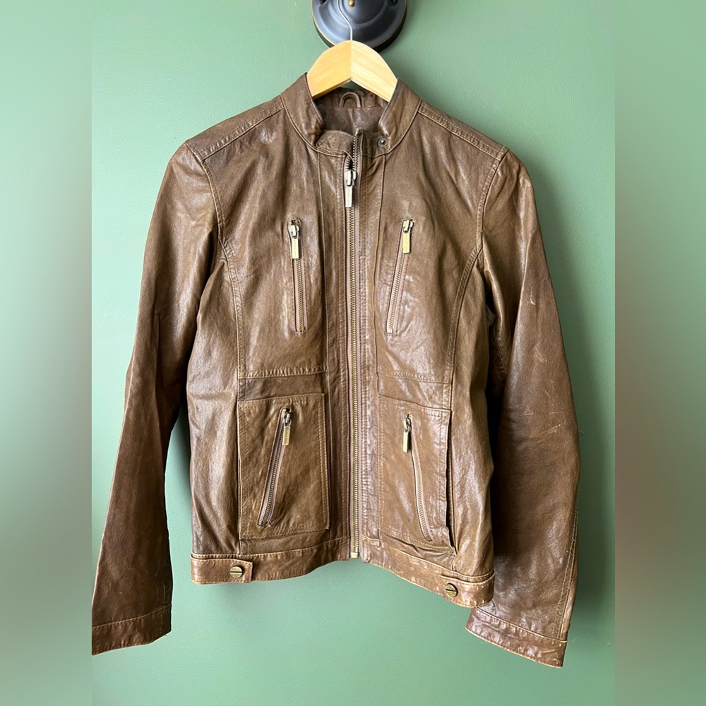 Michael Kors Leather Moto Jacket